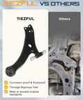 Camry Front Suspension Control Arm Kit For 2012 2017 Eight Piece Front Lower Control Arms And Ball Joints Assembly Direct Fit For Easy Install Quiet Ride And Reliable Handling, black steel control arm shown with rustproof comparison