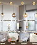 Mid Century Modern Globe Wall Sconce Set Of Two Plug In Brushed Brass Gold Finish With Clear Bubble Glass Balls lighting display
