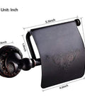 Oil Rubbed Bronze Toilet Paper Holder With Cover, Brass Tissue Roll Holder For Bathroom, 4.5x4.6 cover with ornate design
