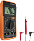 Handheld Digital Multimeter With Three And A Half Digit Display for DIY and Pros, shown with red and black test probes.