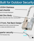 Keyed Alike Heavy Duty Padlocks 2 Pack With Stainless Steel Shackle Waterproof And Rustproof 6 Keys Included For Warehouses Garages And Outdoor Storage Security with features