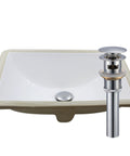 Rectangular Undermount White Porcelain Sink With Matte Black Drain Set And Overflow Pop Up Drain Sealer Included For Easy Install