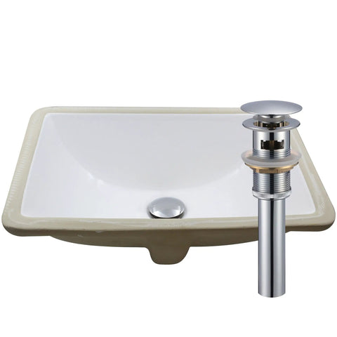 Rectangular Undermount White Porcelain Sink With Matte Black Drain Set And Overflow Pop Up Drain Sealer Included For Easy Install