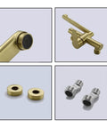 ntumLeap Brushed Nickel Wall Mounted Kitchen Faucet 180° Rotating Hot & Cold Water Mixer, detailed parts and fittings.