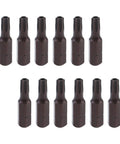 Workhorse Heavy Duty T25 Torx Security Bits 12 Piece Pack, S2 steel, magnetic, 1 inch long for tight jobs.