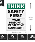 Think Safety First Signs 2 Pack, 14 by 10 Inches, Rust Free Aluminum With UV Protective Finish, Durable Workplace Safety Signs for Offices, Hallways, and Common Areas. 2-pack safety sign