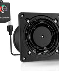 Through Wall Kitchen Exhaust Fan With Stepless Speed Control, 6-Inch, black with fan controller, shown from front angle