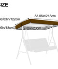Cozy Up Your Outdoor Swing With This 84 By 48 Inch Coffee Canopy Replacement Top Universal Waterproof Patio Swing Cover For 3 Seaters Great For Garden Yard Park And Porch shown with size dimensions.