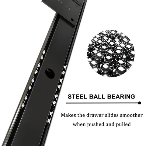 Built Tough Metal 14 Inch Ball Bearing Drawer Slides Three Quarter Extension Underdesk Keyboard Tray Slide For Cabinets Black
