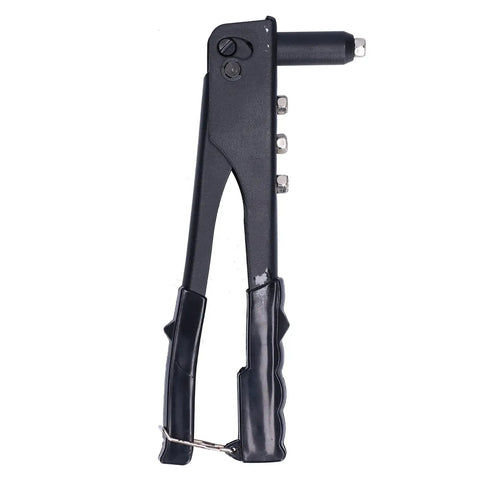 LIYJTK Portable Rivet Gun Set Kit Efficient Hand Tool For Metal And Leather Fastener With Anti-Slip Handle Fits 3/32 1/8 5/32 And 3/16 Inch Nuts Quickly black side view