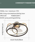 Dope 19 Inch Ceiling Fan With Lights Remote Control 3 Color Temperatures, round pendant style, material: iron, aluminum, PVC