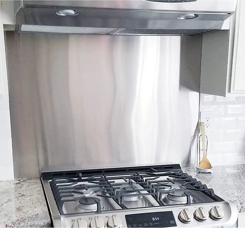 24 By 30 Stainless Steel Backsplash For Kitchen Behind Stove With Screws, premium scratch-resistant 304 stainless steel panel.