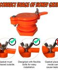 Honey gate valve installation guide with gasket placement instructions for 4 Pack Honey Gate Valve For Extractor, Durable Nylon Beekeeping Tap.