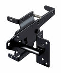 Heavy Duty Carbon Steel Fence Gate Latch for Wood and Vinyl Posts Black Powder Coated Post Mount Easy Install Includes Screws and Instructions for Rugged Outdoor Use and Long Lasting Security, black latch front view