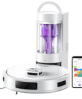 Robot Vacuum And Mop Combo With Bagless Self Emptying Station 18000Pa Suction LiDAR Mapping with smartphone app display