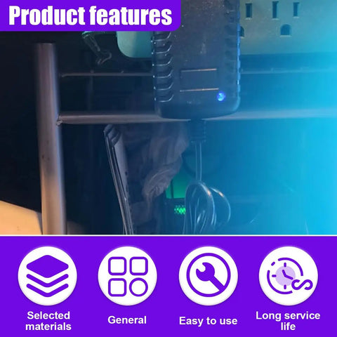 Ready Rock Solid 12V 2A AC To DC Converter With Cigarette Lighter Socket Adapter For Cars And Trucks shown with features highlights.