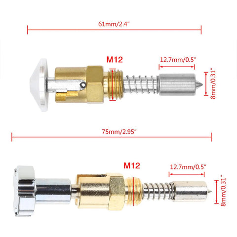 Premium Adjustable Multi Gear Motorcycle Carburetor Choke Plunger with metal shaft sizes 61mm and 75mm for tuning.