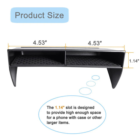 Center Console Organizer For Toyota RAV4 2019-2025 And RAV4 Prime, Bigger Slots Tray With 1.14 Inch Divider showing size