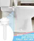 Heavy Duty Toilet Seat Screws Replacement Kit With Two Rapid Adjust Lifters And Heavy Plastic Bolts Nuts Washers shown on a toilet.