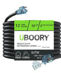 Heavy Duty Outdoor Extension Cord 50 Foot Waterproof 12 Gauge 3 Conductor SJTW Flexible Copper 3 Prong Power Cable NEMA 5-15P To 5-15R For Lawn Garage And Yard UL Listed Rainproof Built Tough For Any Outdoor Job.