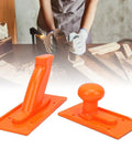 Two Pack High Strength Push Sticks Orange for Table Saw Router Jointer displayed in a woodworking workshop
