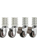 Pack Of 4 Beefy 1.5 Inch Square Tube Wheel Casters With Stainless Steel Silent Brake For Universal Rack Heavy Duty Rolling Caster