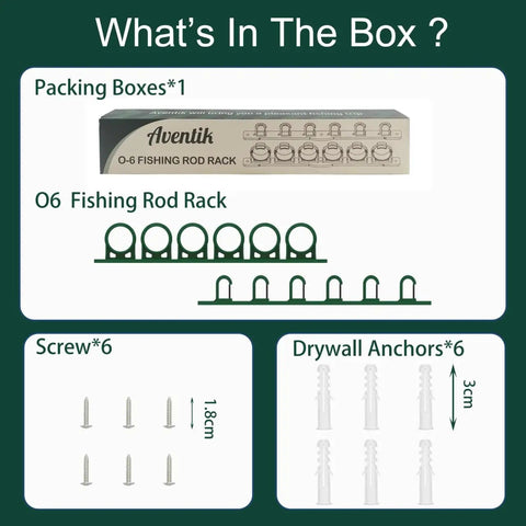 Vertical And Horizontal Fishing Rod Holder Set For Wall, Ceiling, Or Garage, Holds Up To 6 Rod And Reel Combos packaging
