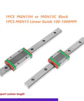 Premium MGN15H Linear Rail Guide Slide Block For Smooth CNC Router 3D Printer Motion System 100 To 1000mm Lengths with silver finish.