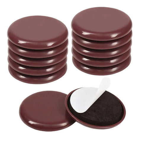Upgrade Your Home With These 24 Pcs Heavy Duty Furniture Sliders For Washing Machines And Couches That Glide Smoothly On Carpet Or Hardwood Floors Without Nodding Scratches Or Scrapes While You Movers Legs Easily, showing stacked round burgundy sliders.