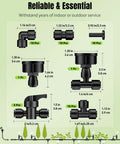 44 Piece Quick Connect Drip Irrigation Fittings Kit For One Quarter Inch Tubing With Push To Fit Connectors, various components shown