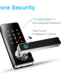 5 In 1 Smart Lever Door Lock With Keypad Biometric Fingerprint Bluetooth App RFID Card And Mechanical Key Keyless Entry