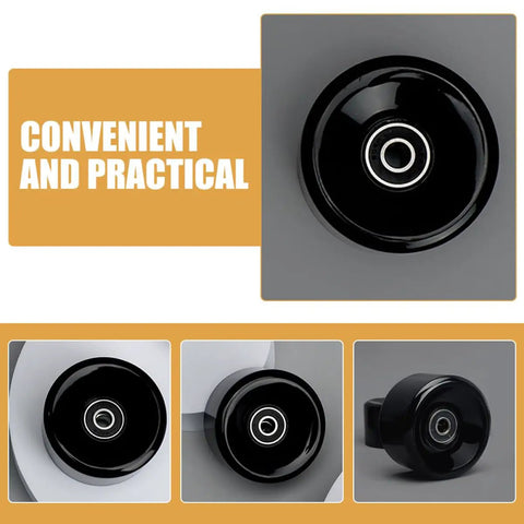 Premium PU Roller Skate Wheels With Bearings Replacement for Indoor Skating on Wood Concrete Tile Surfaces shown in black