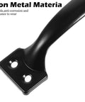 Close-up of a black iron handle from Six-Piece 5 Inch Rustic Gate Handle Set - Built Tough Heavy-Duty Iron Door Pulls With Screws
