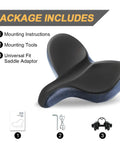 Comfy Ultra Wide Bike Seat For Men And Women With Memory Foam Cushion And Dual Spring Suspension Waterproof Universal Fit Wide Plus Saddle Built To Cradle Sit Bones On All Day Rides And Deliver Real Comfort package includes saddle adaptor, tools, and instructions