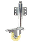 3 Inch Nylon Gate Wheel Caster with Spring Loaded Swivel and Brake, metal gate roller featuring durable nylon wheel and brake mechanism