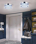 Modern Mini LED Crystal Chandelier Ceiling Light Semi Flush Mount Round White Sleek Dope Crystal Lamp For Bedroom Dining Hallway With K9 Crystal And Stainless Steel Build 12 To 18W LED Cool White 4500K 6000K Durable 50,000 Hour Lifespan
