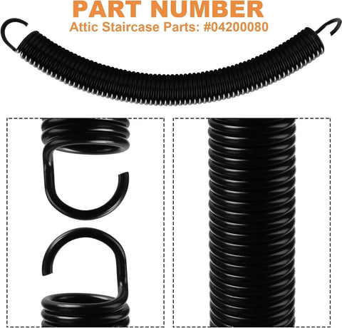 Attic Ladder Springs Replacement Kit For Attic Ladders, Heavy Duty Extension Springs With Hooks, 2 Piece Set, Close-up View