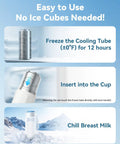 No Mess Hassle On The Fly Breast Milk Cooler Stays Ice Cold For Twenty Four Hours Vacuum Sealed Cooling tube in freezer.