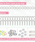 50 Pack Keychain Button Making Kit For 1.25 Inch Button Makers with 8mm open jump rings and metal key rings, multicolor set.