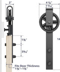 Heavy Duty Sliding Barn Door Hardware Rollers Black Two Pack Ultra Silent Pom Track Wheels dimensions and setup guide