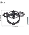 Vintage Ring Drawer Pulls Set of 2 Black Zinc Alloy Dresser Knobs With Screws Retro Style Handles dimensions shown