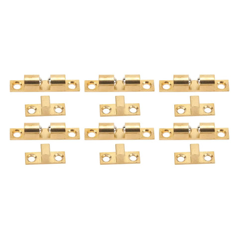 Set of six Double Ball Brass Bead Snap Lock Cabinet Door Catch With Adjustable Tension And Gold Screws for Cabinets Closets Drawers 70mm