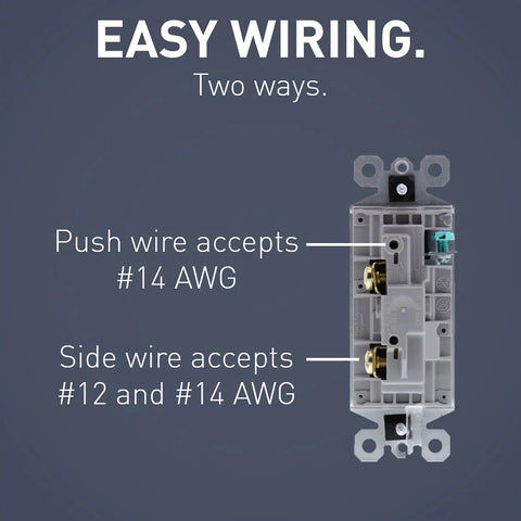 White 15 Amp Rocker Wall Switches 10 Pack Single Pole Decorator Light Switches Easy Install And Smooth Operation Pass And Seymour Compatible 120 277V Residential Grade Sleek Slim Design back view showing push and side wire terminals