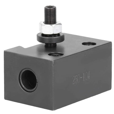 Top Shelf Quick Change Tool Holder For Mini Lathe And CNC Machining Builds Crafted From High Carbon Steel with clamping detail.