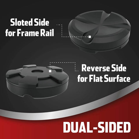 Universal Large Floor Jack Rubber Pads Set For Pinch Welds And Side Frame Rails Puck Style Rail Protectors dual-sided view