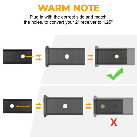 Diagram showing usage of Two Inch To One Point Twenty Five Inch Trailer Hitch Adapter Sleeve for Receivers
