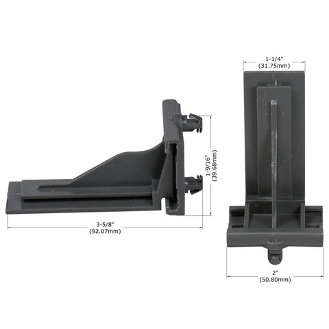 2 Pack Heavy Duty Rear Mounting Brackets For Undermount Drawer Glides Plastic Grey Backplates Adjustable Fit For Drawer Slides Supports 12 Inch 15 Inch 18 Inch And 21 Inch Lengths Socket Style Mounting System, measured bracket view