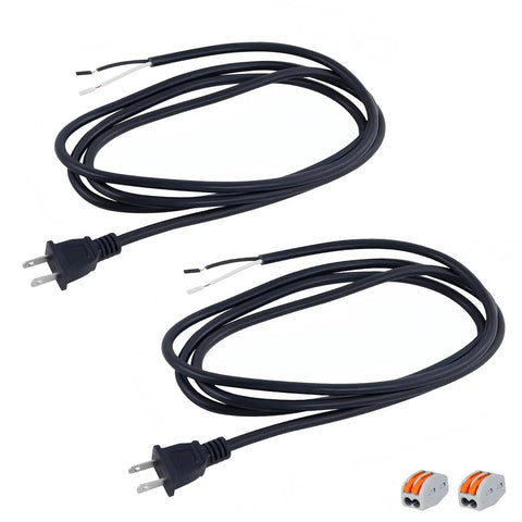 2 Pack 6 Foot 18AWG Power Tool Cord Replacement With 2 Prong Polarized Plug 110V 300V AC Pigtail For Drills Sanders Chop Saws Grinders Vacuums Miter Saws Appliances Motors And Other Power Tools Pro Grade Heavy Duty VW1 105C Rated