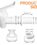 Pick Up Two White Replacement Cooler Faucets With Lock Nuts And Washers Easy Swap Water Dispenser Tap dimensions including sizes.