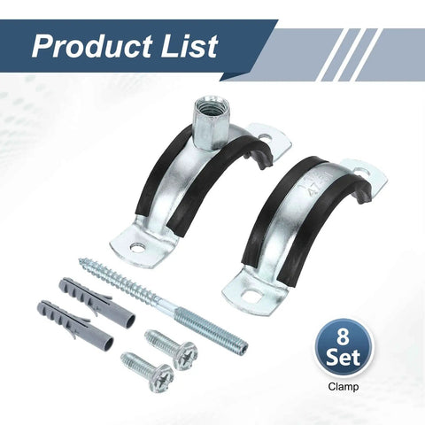 Heavy Duty 8 Pack Split Ring Pipe Hangers With 2 Inch 50mm Inner Diameter Galvanized Steel Wall And Ceiling Mount Clamp Adjustable 44 To 50mm Includes M8 And M10 Screws And Expansion Tubes For Plumbing HVAC, 8 set with screws and anchors